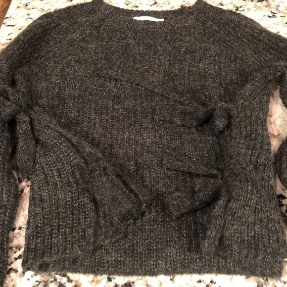 ASTR The Label Lexie Side Tie Sweater Wool Blend Graphite Gray S - Picture 4 of 8
